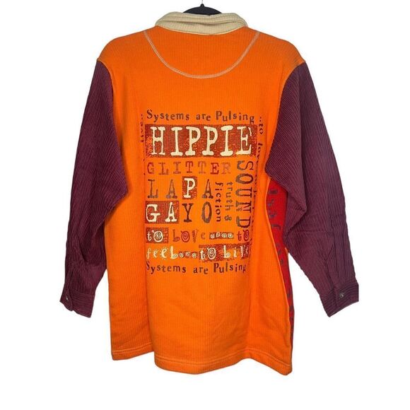 La Pagayo Women’s Medium Shirt Jacket 1/4 Zip Ribbed Hippie Colorful Indie NEW - Picture 8 of 9